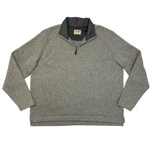 Wrangler Fleece Sweater Men XL Extra Large Gray Quarter Zip High Low Hem Mock